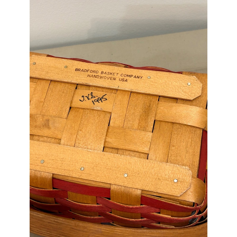 Bradford Basket Company 1995 Flag Basket Patriotic Woven Wood Star Liner USA - Picture 3 of 6